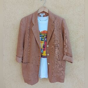 90s Ann Taylor Tan Linen Women's Blazer